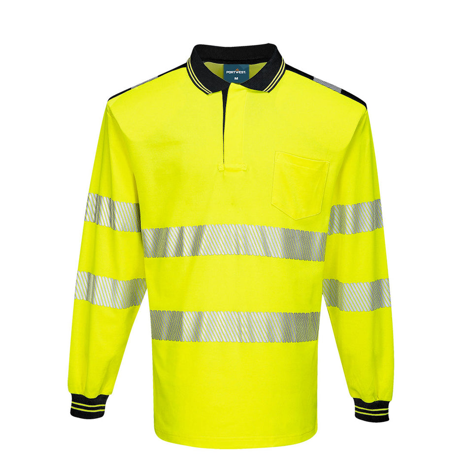 PW3 Polo manica lunga Hi-Vis Portwest personalizzato con logo - Pubblienne