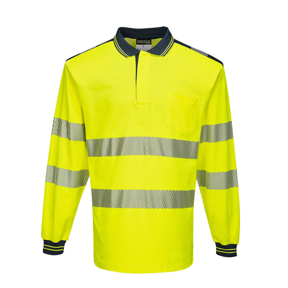 PW3 Polo manica lunga Hi-Vis Portwest personalizzato con logo - Pubblienne