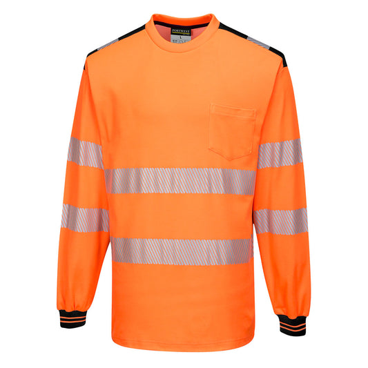 PW3 T-Shirt manica lunga Hi-Vis Portwest personalizzato con logo - Pubblienne