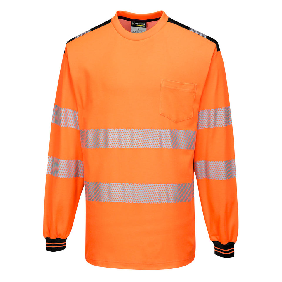 PW3 T-Shirt manica lunga Hi-Vis Portwest personalizzato con logo - Pubblienne