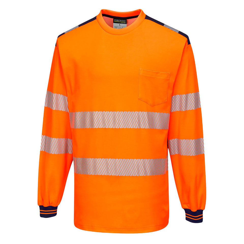 PW3 T-Shirt manica lunga Hi-Vis Portwest personalizzato con logo - Pubblienne