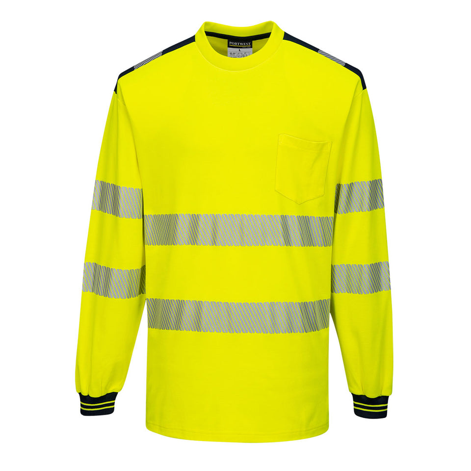 PW3 T-Shirt manica lunga Hi-Vis Portwest personalizzato con logo - Pubblienne