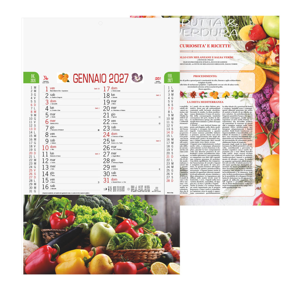 CALENDARIO FRUTTA E ORTAGGI personalizzato con logo - Pubblienne