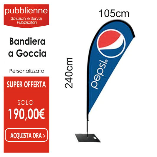 BANDIERA A GOCCIA 2,3Mt*0,95Mt personalizzato con logo - Pubblienne