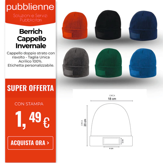 0845 Berrich - Cappello Acrilico personalizzato con logo - Pubblienne