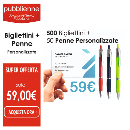 500 Bigliettini da visita - con file pronto personalizzato con logo - Pubblienne