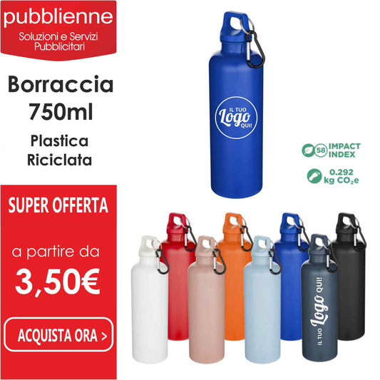 Borraccia Plastica Riciclata 750ml personalizzato con logo - Pubblienne