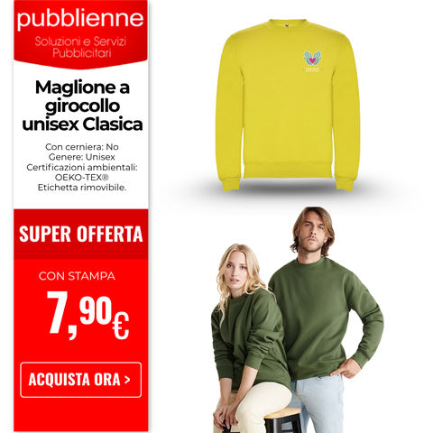 Maglione a girocollo unisex Clasica personalizzato con logo - Pubblienne