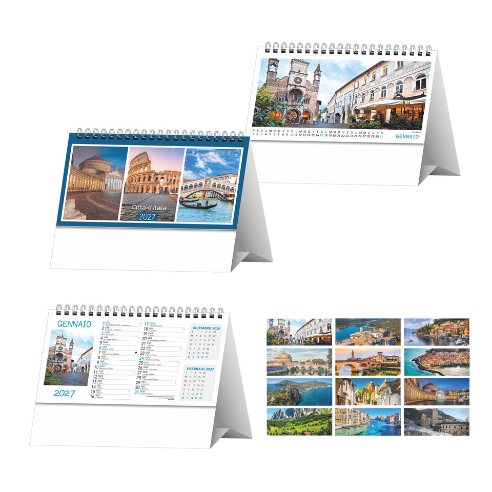 CALENDARIO DA TAVOLO PAESAGGI E CITTA' personalizzato con logo - Pubblienne