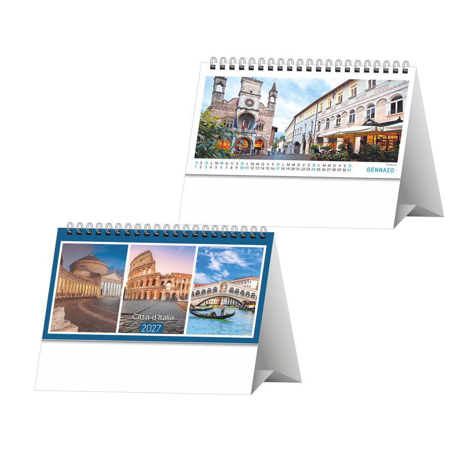 CALENDARIO DA TAVOLO PAESAGGI E CITTA' personalizzato con logo - Pubblienne