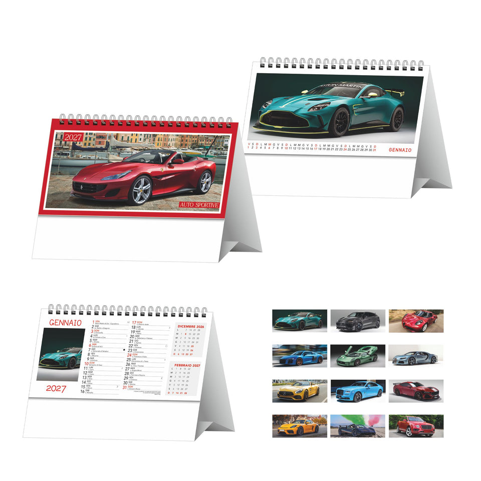CALENDARIO DA TAVOLO AUTO SPORTIVE personalizzato con logo - Pubblienne