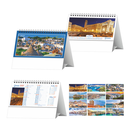 PUGLIA - Calendario Illustrato da Tavolo personalizzato con logo - Pubblienne