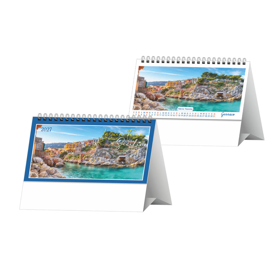 SICILIA - Calendario Illustrato da Tavolo personalizzato con logo - Pubblienne