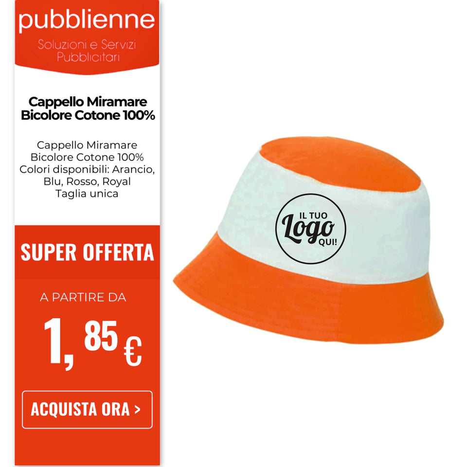 Cappello Miramare Bicolore Cotone 100% personalizzato con logo - Pubblienne