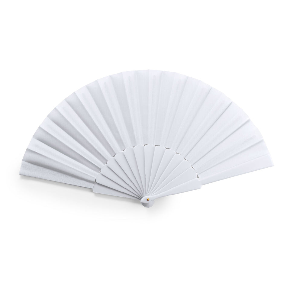 6027 Wedding - Ventaglio Con Stecche In Plastica E Tessuto In Poliestere personalizzato con logo - Pubblienne