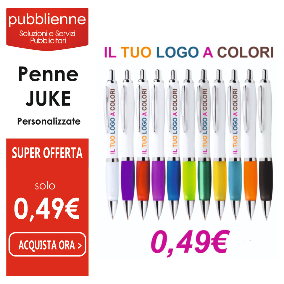 100 Penne JUKE 49,00€ personalizzato con logo - Pubblienne