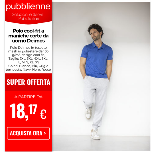 Polo cool-fit a maniche corte da uomo Deimos personalizzato con logo - Pubblienne