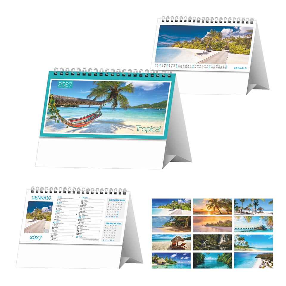 Tropical Calendario da tavolo. personalizzato con logo - Pubblienne