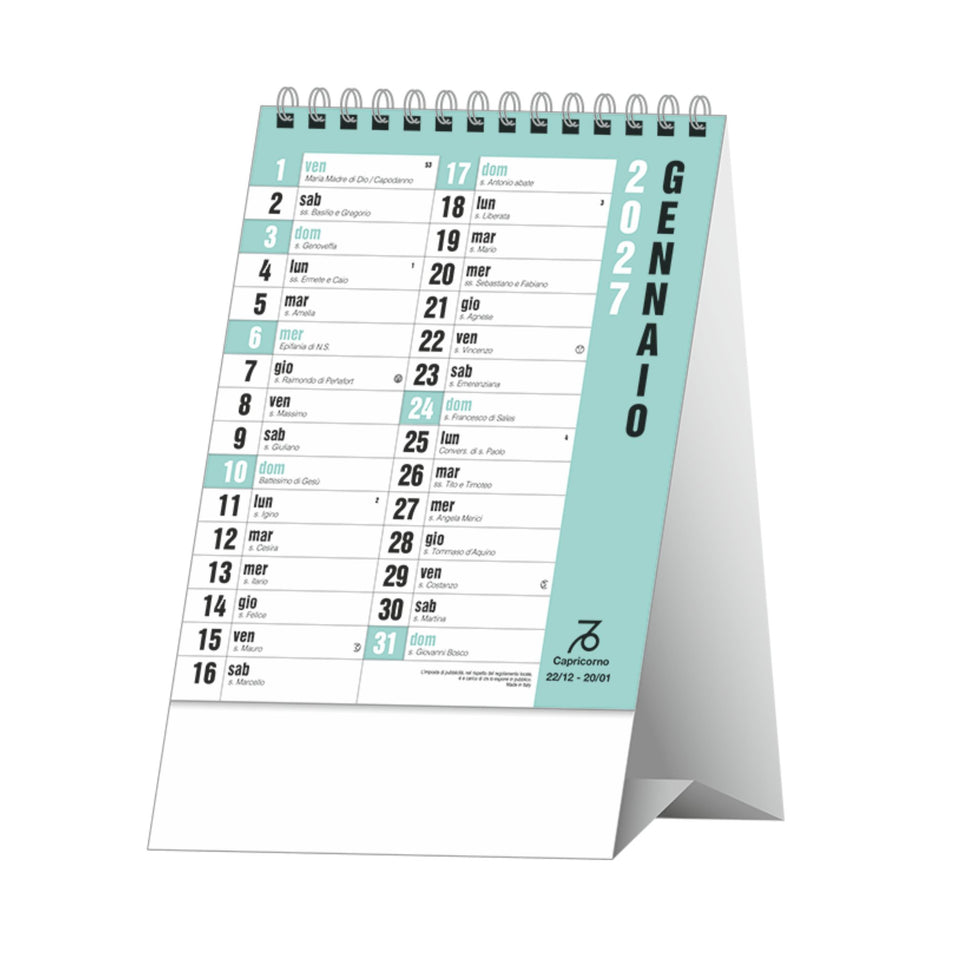 Calendario da tavolo Norvegese 12 fogli personalizzato con logo - Pubblienne