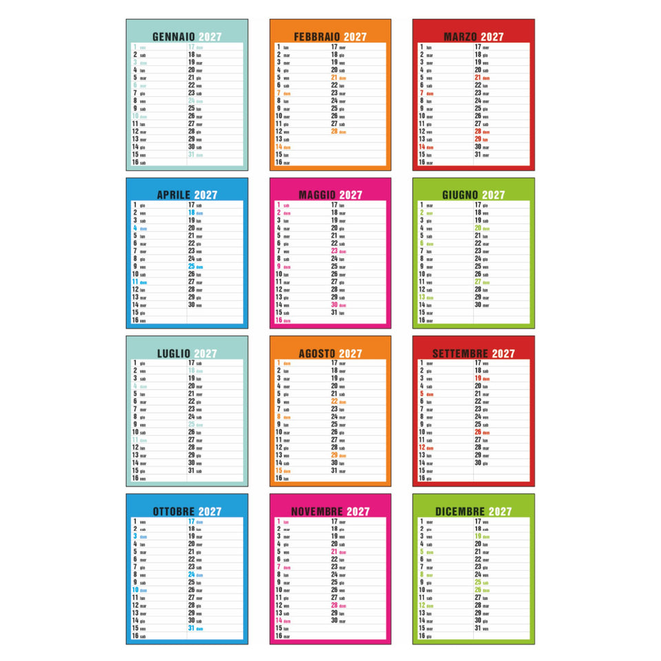Calendario da tavolo Norvegese 12 fogli personalizzato con logo - Pubblienne