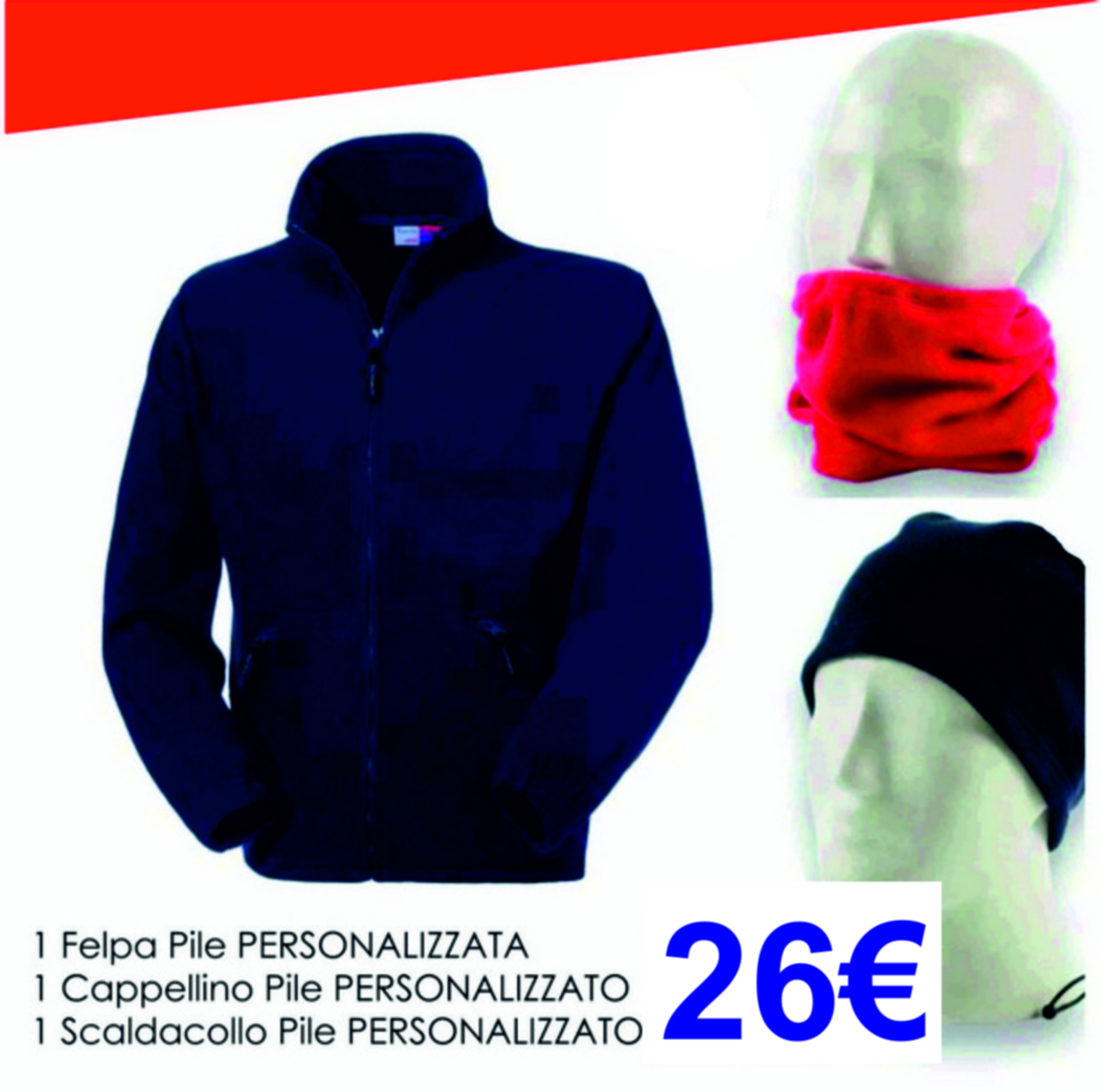 Felpa Pile + Scaldacollo + Cappellino Pile